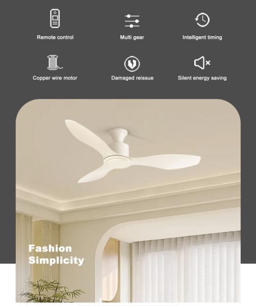 HFBH Modèle 630 Ventilateur de plafond design moderne 48 pouces avec pales en ABS blanc