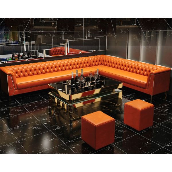 Custom Modern Leather L Shape Sofa bar Lounge Furniture Nightclub U Shape Restaurant Booth Seating Light Luxury bar Furniture