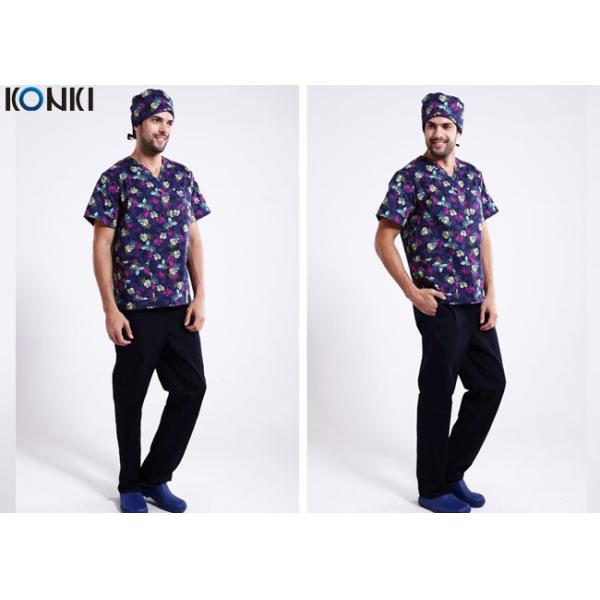 V Neck Printing Medical Scrubs Uniforms Uniforms Short Sleeve Tee