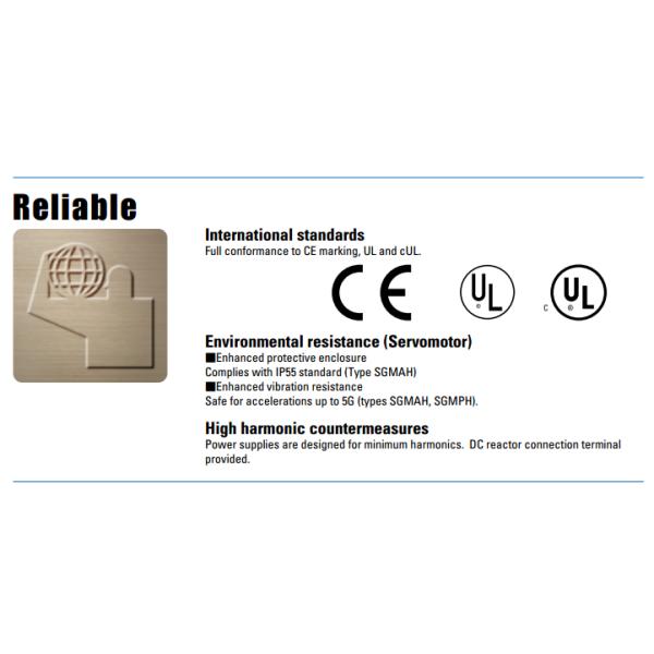 installation fixée au mur industrielle SGMPH 15A1A YR11 de moteur servo de 1500W 200V 7.5V