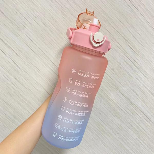 Motivational Water Bottle with Time Marker BPA Free 64OZ and Gradient Color Design