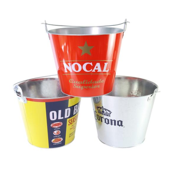 5L 8L Wine Beer Bucket Galvanized Large Tin Ice Bucket 0.25mm Thickness