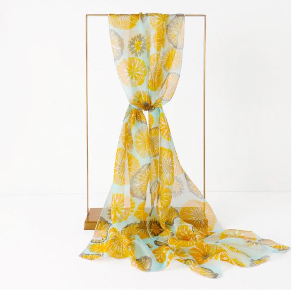 Wholesale Custom  Scarves Print Silk  Fabric Infinity Scarf for Women