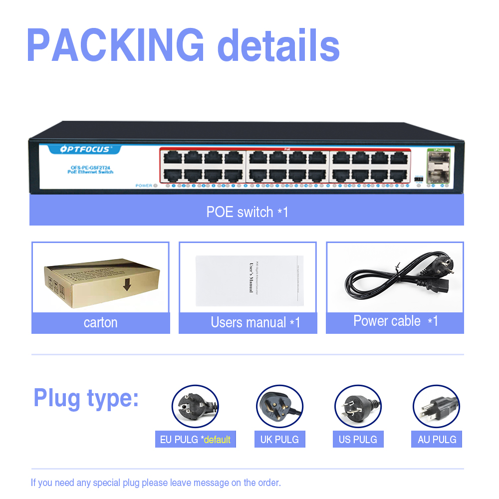 Порт uplink порта 2*1000mbps SFP переключателя 24*10/100/1000mbps POE фабрики OEM/ODM 24 гаван POE