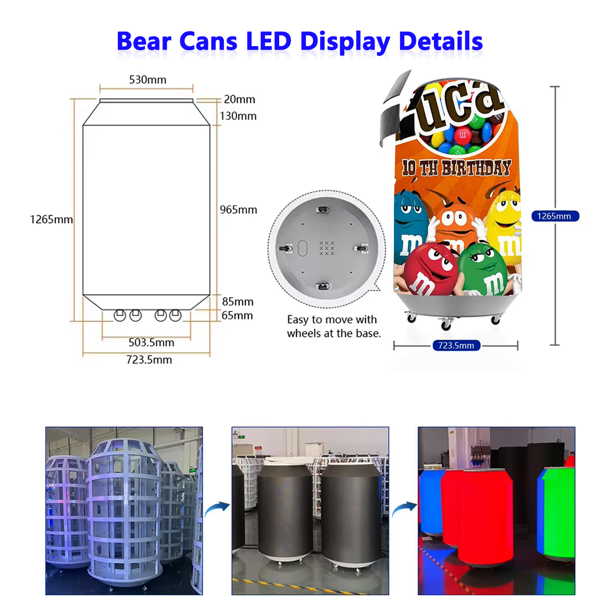 Creative Indoor/Outdoor Full Color LED Digital Poster Screen Soft Flexible Beverage Can Shape Special Beer Bottle for Retail