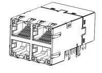 RJ45 2X2 2250741-1 右角 右角サポート 100W 4PPoE