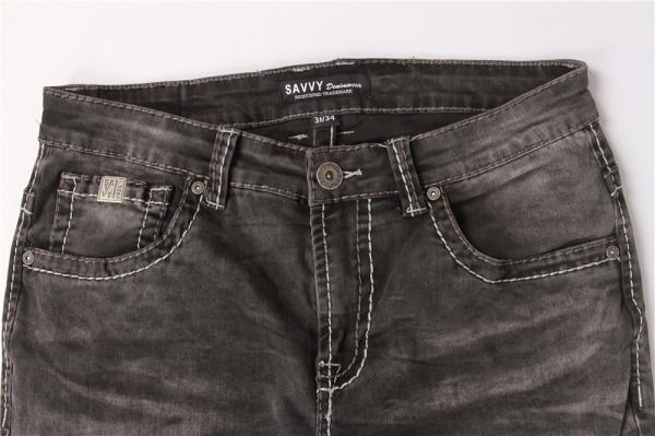 68% Cotton 30% Polyester Men'S Denim Pants Distressed Black 30-40 Size