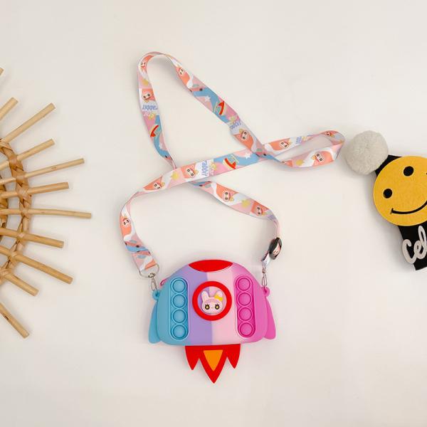 Ракета Мультфильм Поп Сумка Карандаш Чехла Кроссбоди Сумка Сумка Кошелек Сумка Кошелек Смейка Сумка Хранилище Контейнер Детский Рождественский подарок