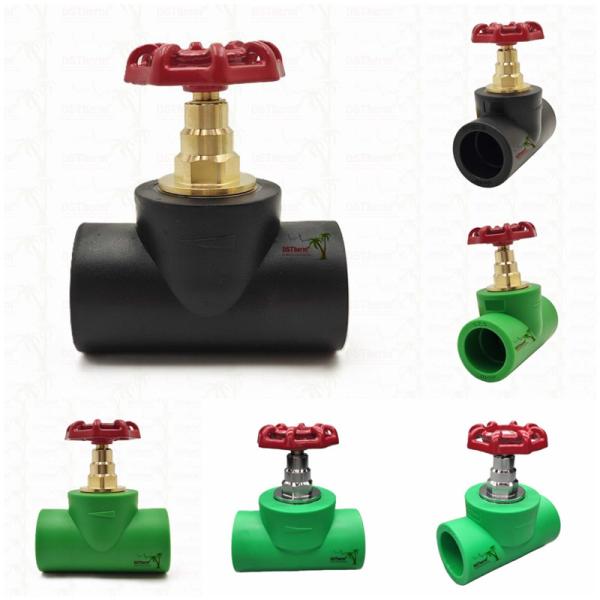 Black PPR Stop Valve With Chrome Plated / Brass Color Cartridge ISO 15784 Certified Global Vlave 20-110mm