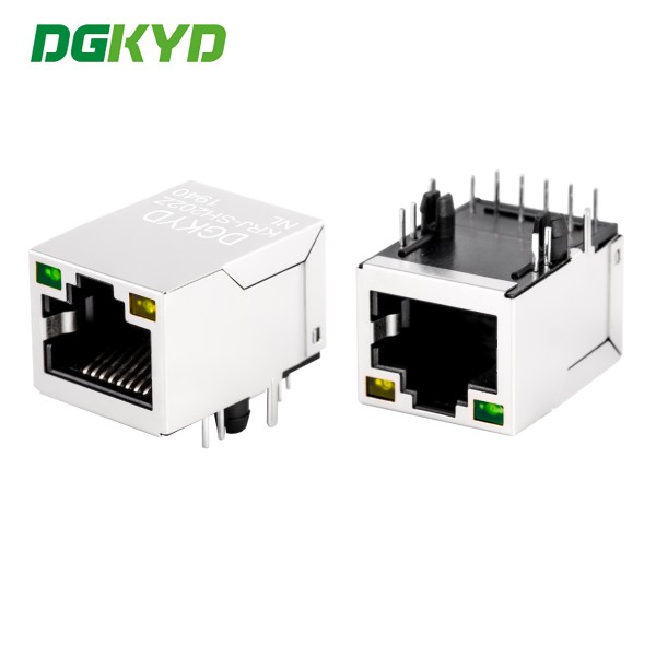 KRJ-SH202ZNL Single-port RJ45 Connector Gigabit Filtered with LED Indicator and Shielding for Industrial Ethernet Port