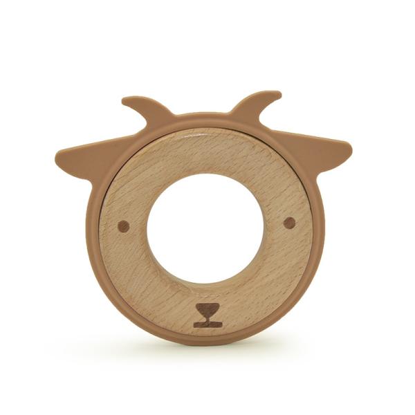 25cm LFGB Silicone Wood Teething Ring Brooklyn For Infants