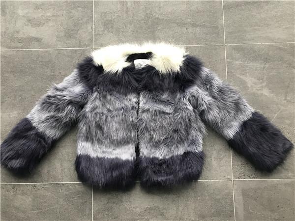 Short Style Violet Ombre Ladies Faux Fur Coats Collarless Fashion Design