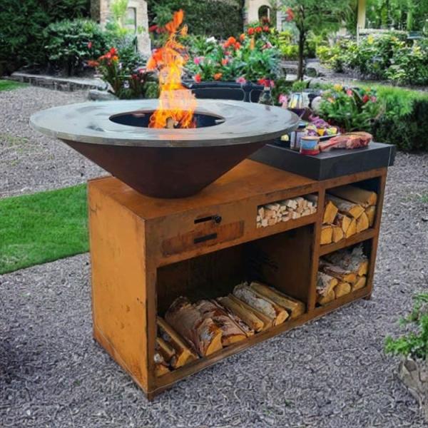 Square Garden Wood Fire Barbecue Grills Wood/Charcoal and Competition