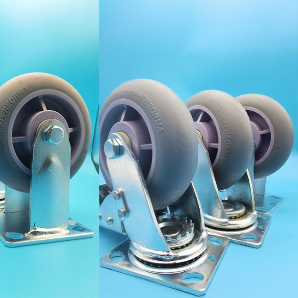 Heat Resistant (-50-115°C) TPR Caster Wheels with Non-Marking Quiet Operation for Industrial and Warehouse Use