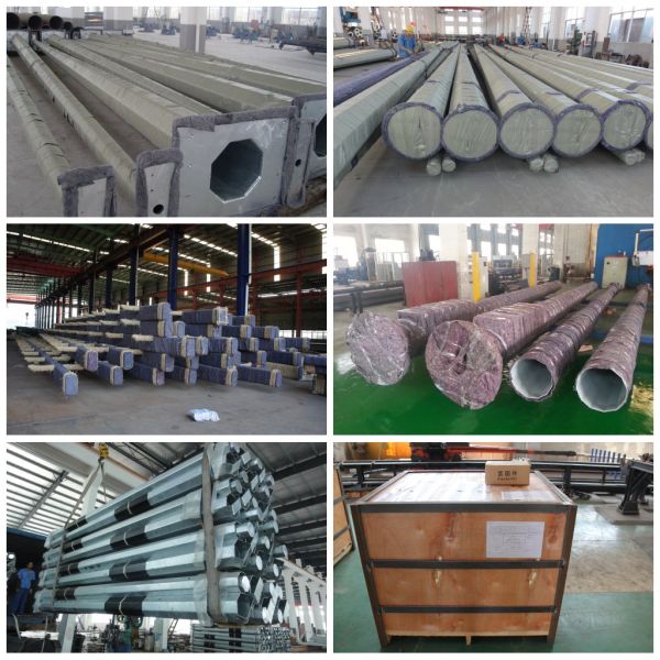 80FT 2000kg breaking load HDG customized burial type steel poles