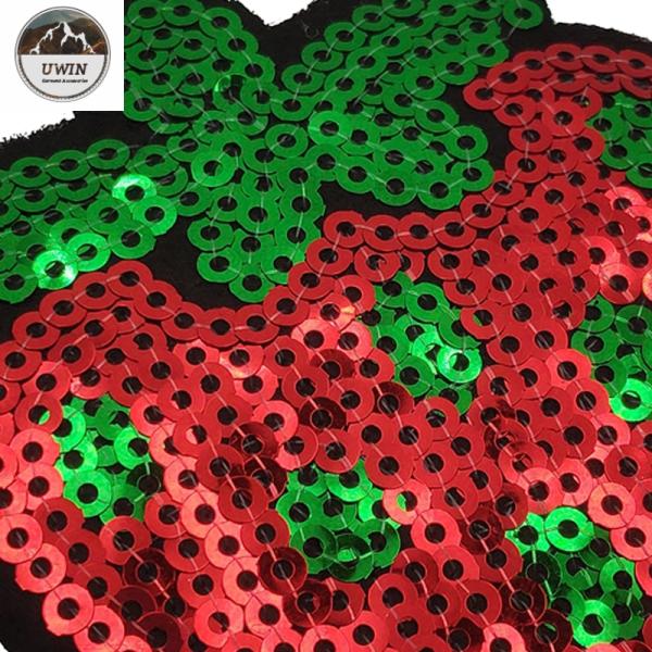 Small Strawberry Fruit Iron On Patches Sequined Material With Hoop Hook Backing