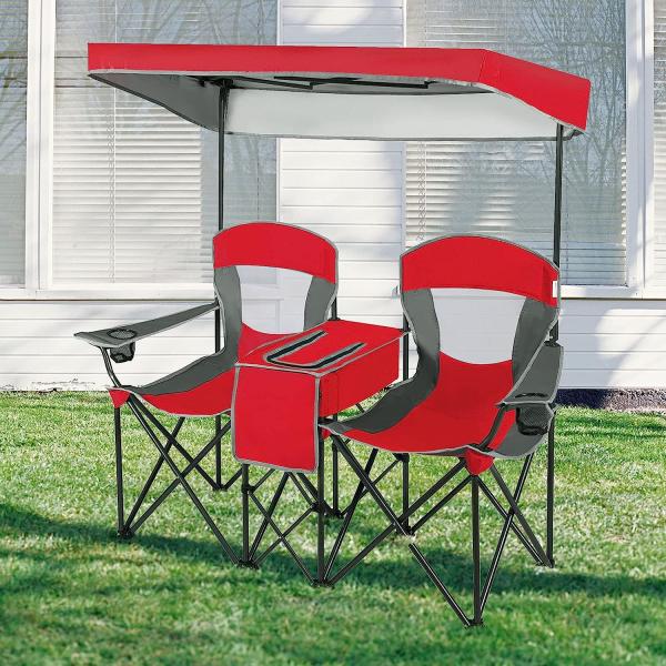 Camping Folding Chair With Umbrella, Recliner Chairs, Beach Chair Adults Camping Chair High Back with Umbrella