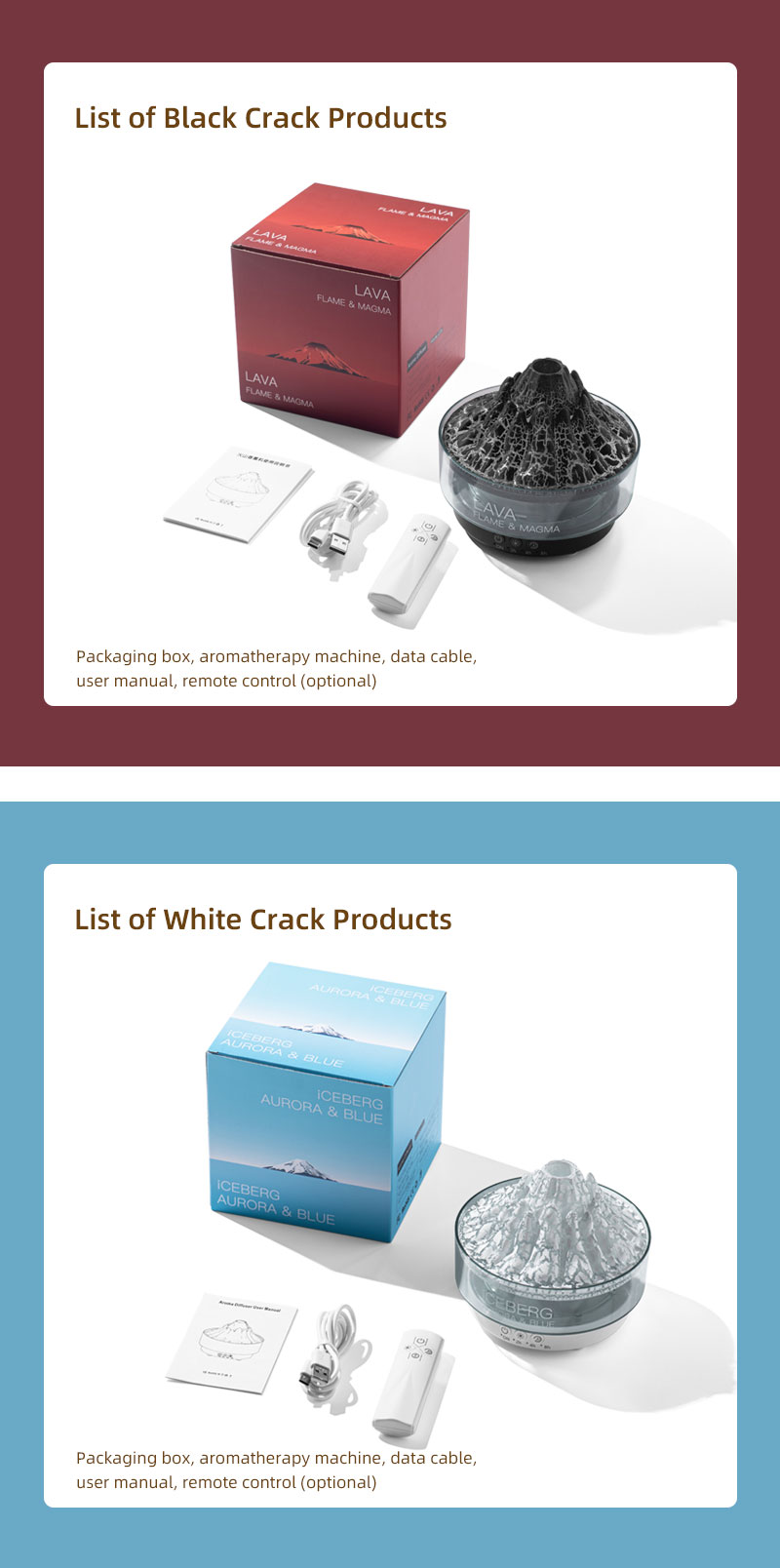 Waterscape Pattern Stone 7 Color Night Light 260 Tank Jellyfish Mist Humidifier Flame Magma Crack Volcanic Aroma Diffuser