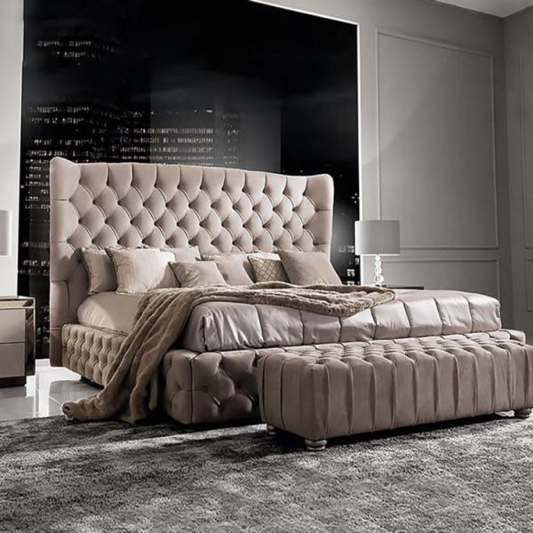 Italian Style Modern Luxury King Size Bed Cama Diamond Tufted