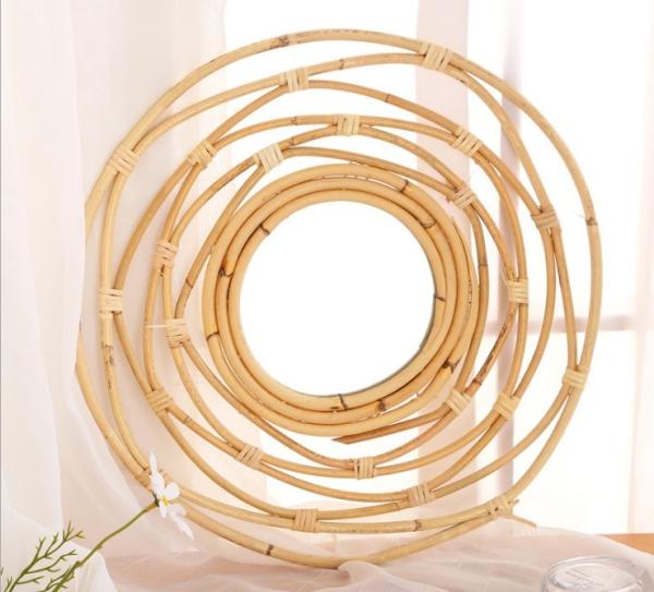 Natural Handmade Decorative Wall Rattan Mirror Modern Luxury home decorations  willow wicker Mirror