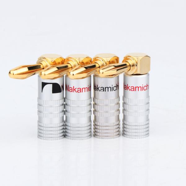 Ouro de alumínio de Shell 24K das tomadas de banana do ângulo direito 4mm Nakamichi chapeado