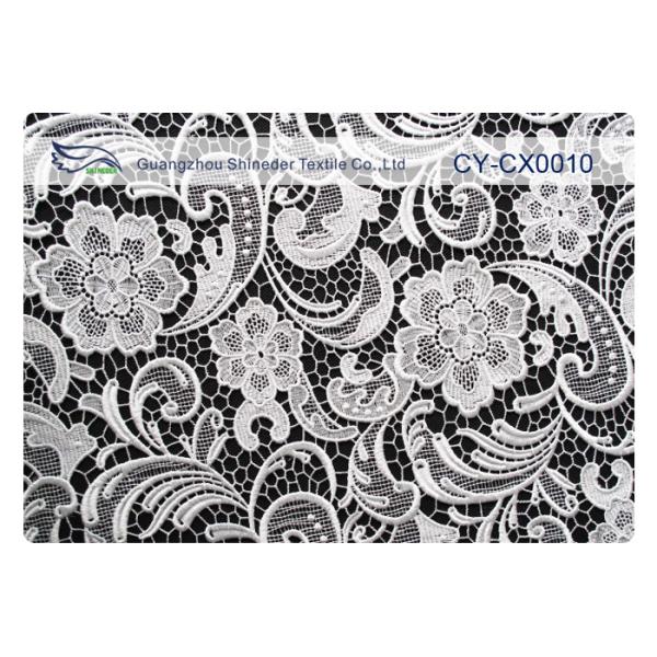 Eco-Friendly Embroidered Lace Fabric , Nylon Lace Cotton Fabric CY-CX0010