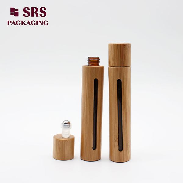 Natural Color Bamboo Perfume Amber Glass Roll On Bottle 10ml