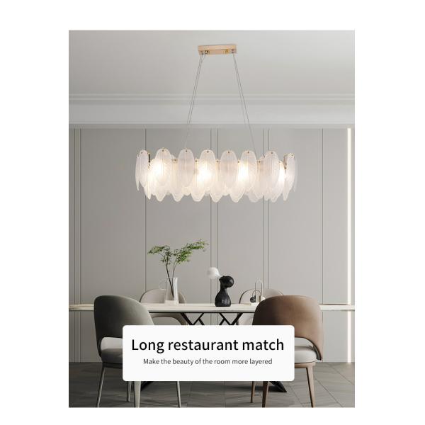 Modern Simple Pearl Feather Glass Chandelier Luxury Living Room Lamp Bedroom Dining Room White Chandelier(WHCY-253)