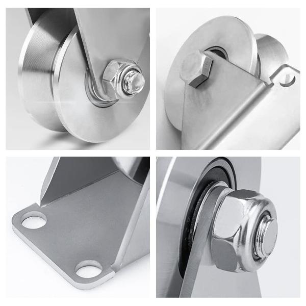 Rueda de ranura de acero inoxidable ruedas de rueda de rueda de trabajo pesado ruedas de puerta corredera