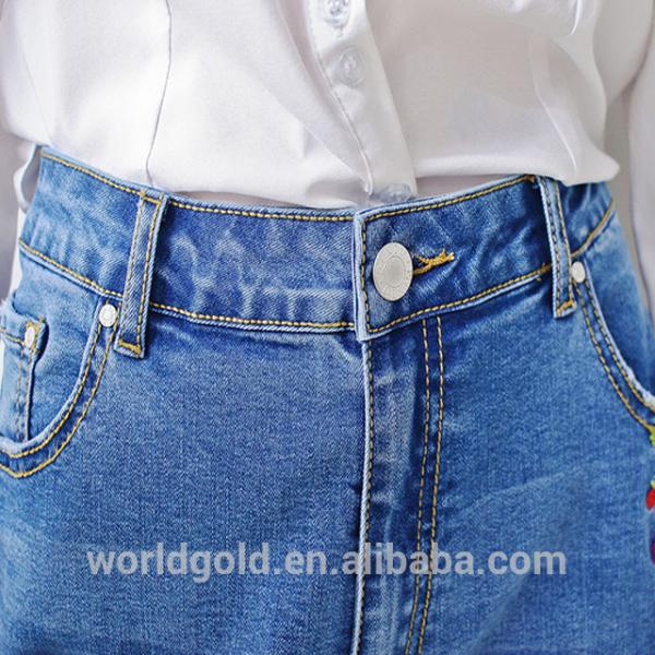 Embroidered Women Denim Wide Leg Pants , Girls Loose Fit Jeans Breathable
