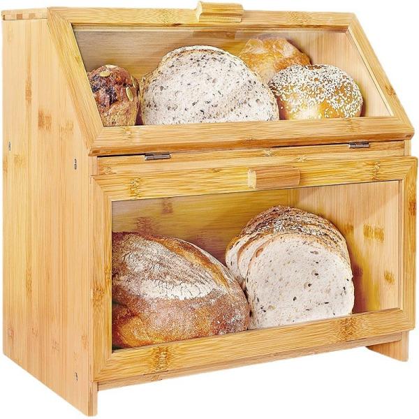 Желтая коробка хлеба 3 слоев бамбуковая с регулируемой полкой