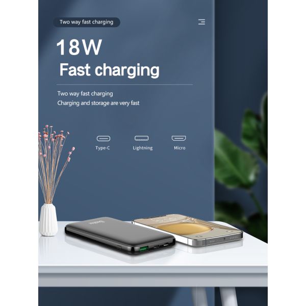 Type C USB Port Portable Power Bank OEM Logo Mobile Charging 10000mAh