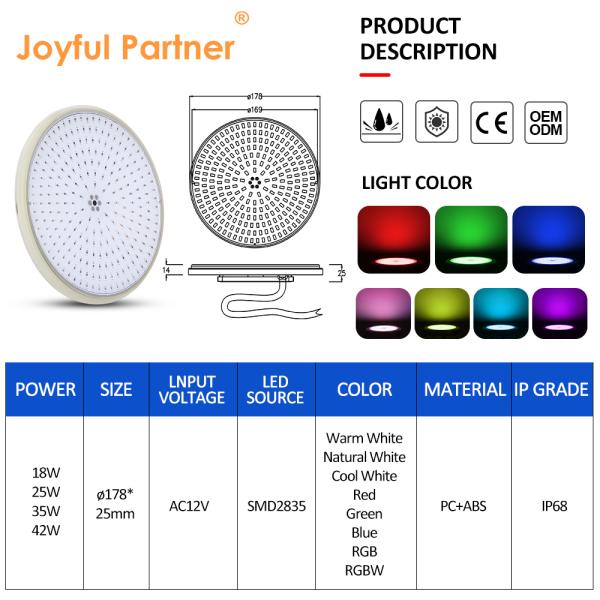 IP68 防水 RGB/RGBW 変色池 樹脂で満たされた水泳池のフラットライト 水中の光