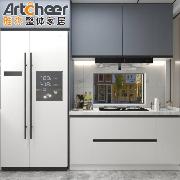 Small Kitchen Apartment Melamine Kitchen Cabinet Door with Contemporary Design Style