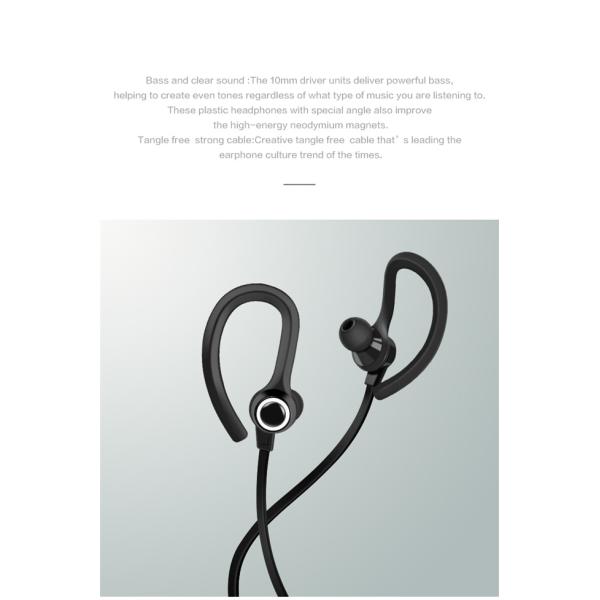 PVC TPE Cable 20KHz Wired In Ear Earphones 3D Flexible Earhook