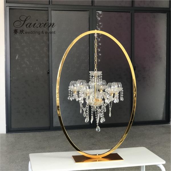 ZT-407V decoração de eventos por atacado apoio oval cristal candelabro centerpieces