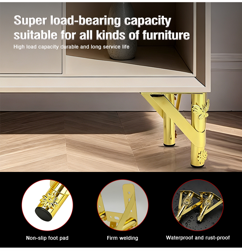 Thickened Hollow Metal Legs, Hardware Fittings for Sofas Bedside Tables & Coffee Tables New Decorative Iron Floral Legs