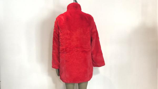 Red Womens Faux Fur Coat With Collar Shaggy , Long Pile Fur Coat TW78516