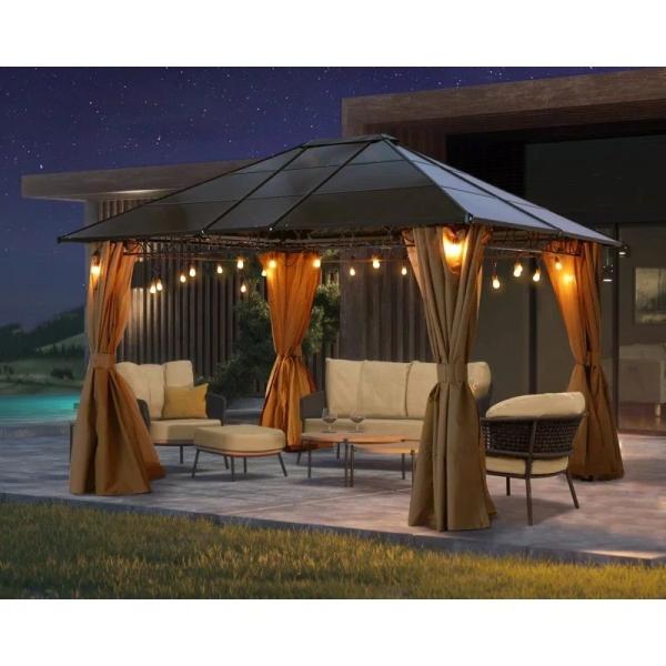 Sunjoy Patio Outdoor Aluminium Hardtop Gazebo Polycarbonate Double Roof Canopy