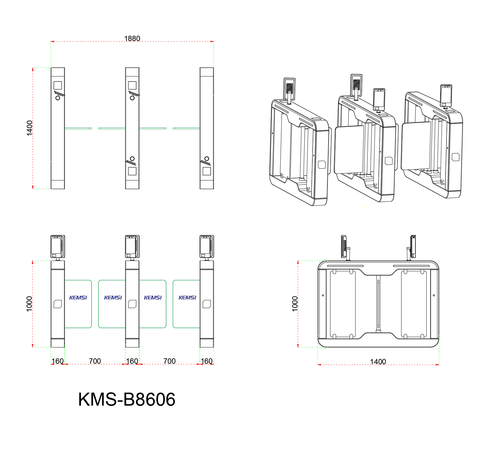 Swing Gate Turnstile For Exhibition Hall Visitor Counting System