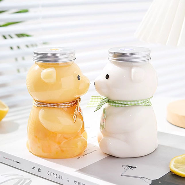 450ml Pet Beverage Straw Cup with Screw Cap Children's Disposable Milk Tea Bottle