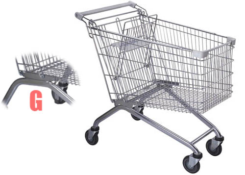Safety Metal 4 Wheel Supermarket Shopping Trolley / Grocery Shopping Cart 180L