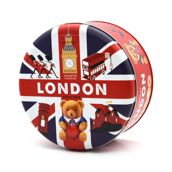 Wholesale Customized Tinplate Biscuit Storage Container Round Metal Box Cookie Tinplate Box Food Tin Biscuit Can