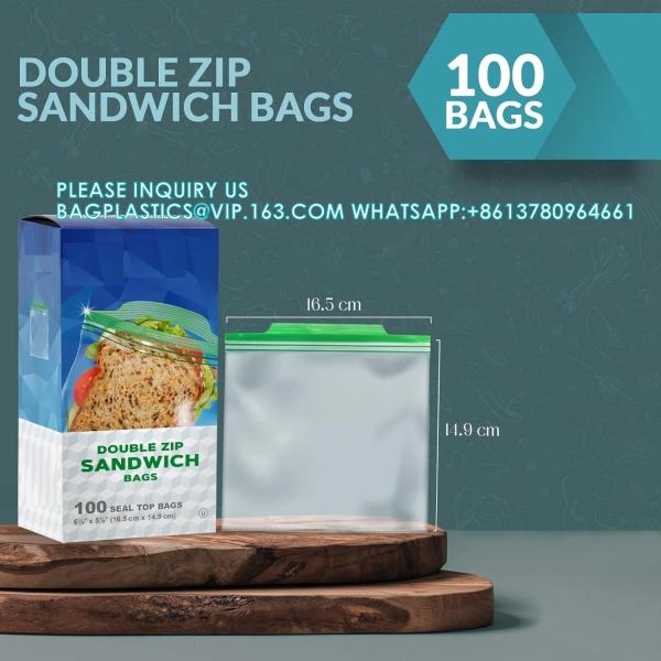 Leakproof Freshness-Lock Sandwich Bags With Food-Safe Zipper Storage Bags For Sandwiches, Snacks, Fruits Reseal
