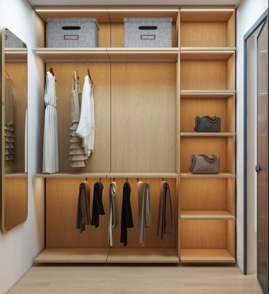 Sistemas de armários personalizados Roupas modernas Armários de armazenamento Conjunto de móveis de quarto Organizador de armário de madeira