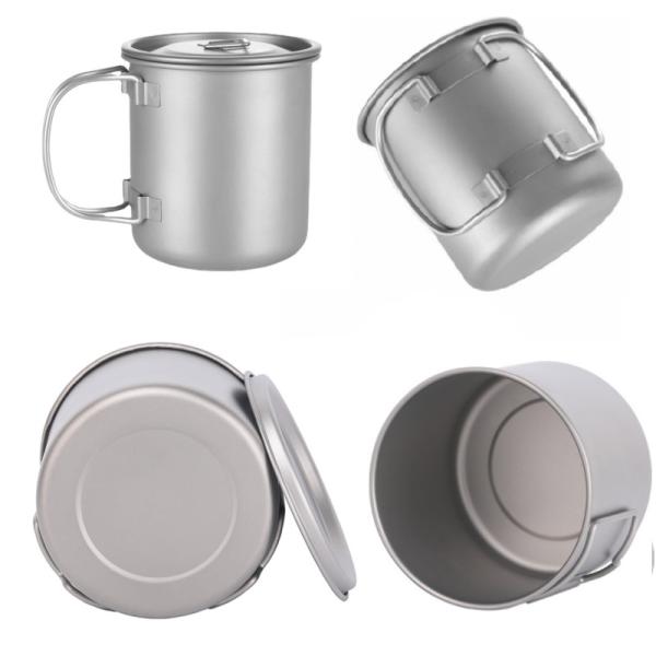 99.95% Purity Portable Titanium Camping Cup Titanium Travel Mug rustproof