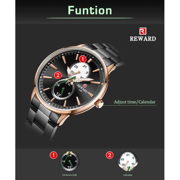 PVD Coating Color Mens Stainless Steel Chronograph Watches , Metal Mens Watches