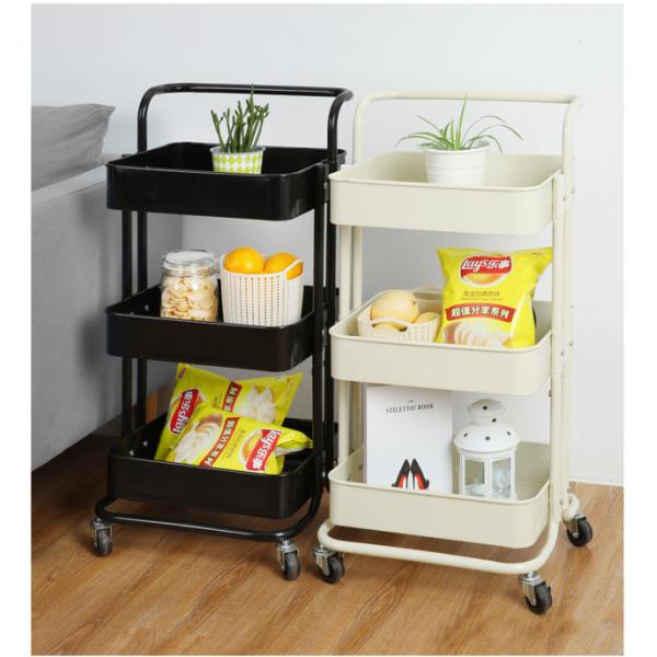 Anti Abrasion Three Tier Storage Trolley , H74cm Bathroom Storage Trolley
