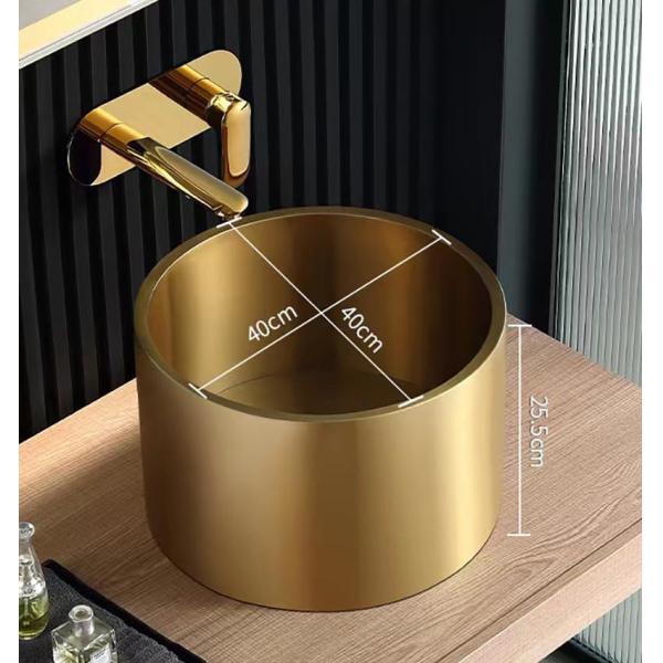 Stainless Steel 304 Stainless Vessel Sinks , Gold Bathroom Sink Bowl For Cabinet Lavatory