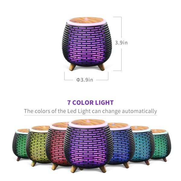 Small Aroma Diffuser 140ml Portable USB Wooden Grain Essential Oil Diffuser